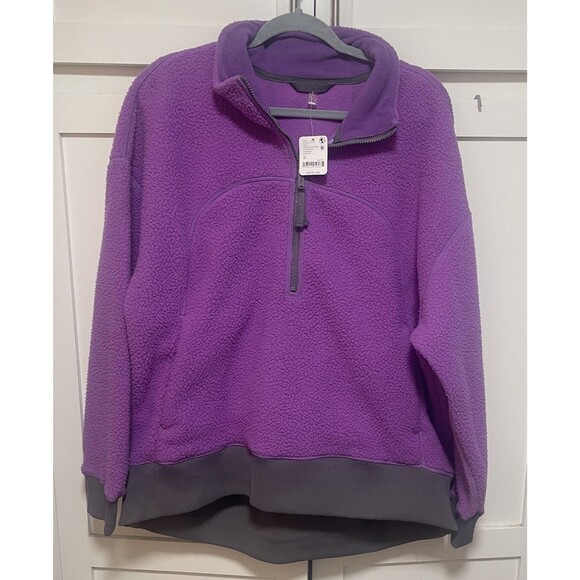 NWT Free People Movement Hit the Slopes Quarter Zip pullover Purple Sz M $168 - Picture 3 of 5